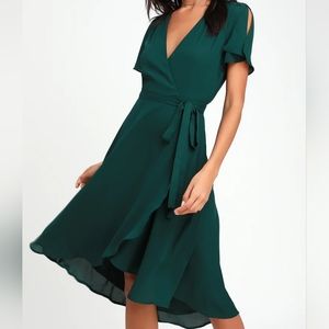 Rise to the Occasion Emerald Green Midi Wrap Dress. Size M.